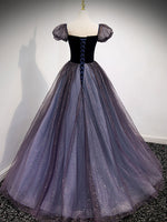 Purple Tulle Long Prom Dresses, Purple Formal Graduation Dresses