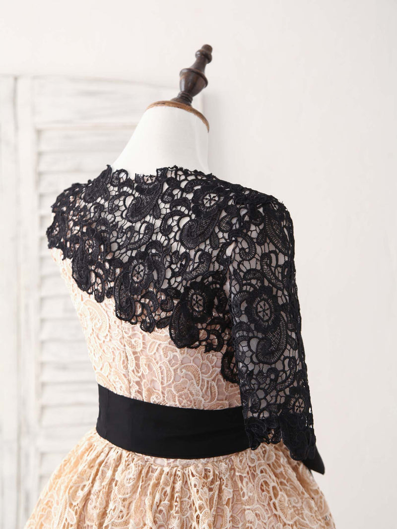 short lace dress patterns LINDIA- Short Sleeve Floral Design Lace Dress