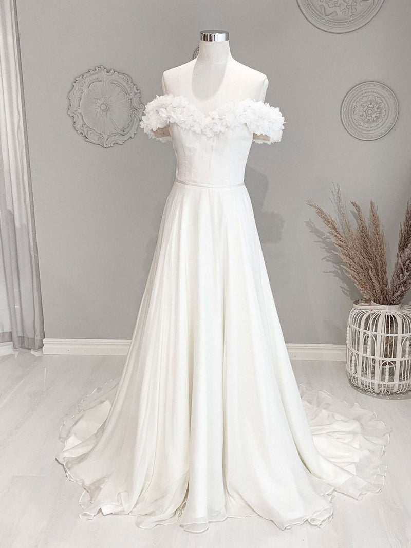 Elegant One Shoulder Organza A Line Wedding Dress White Beach Bridal Gown  Custom | eBay