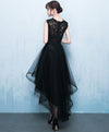 Black A-Line Tulle High Low Prom Dress, Black Homecoming Dresses
