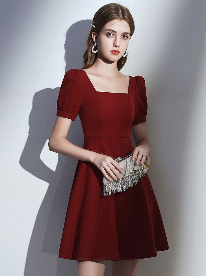 Simple Burgundy Short Prom Dress Burgundy Homecoming Dress
