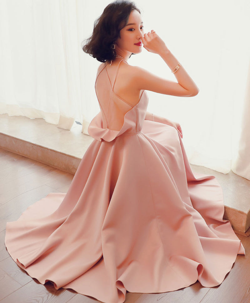 Pink Satin Backless Short Prom Dress Pink Homecoming Dress US 2 / Pink Pink Satin Backless Short Prom Dress Pink Homecoming Dress US 2 / Pink