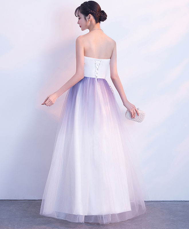 A-Line Tulle Lace Applique Long Prom Dress, Tulle Evening Dress
