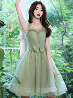 Cute Green Tulle Short Prom Dress, Green Puffy Homecoming Dresses