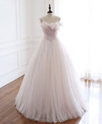 Light Pink Tulle Long Prom Dress Pink Tulle Formal Graduation Dresses