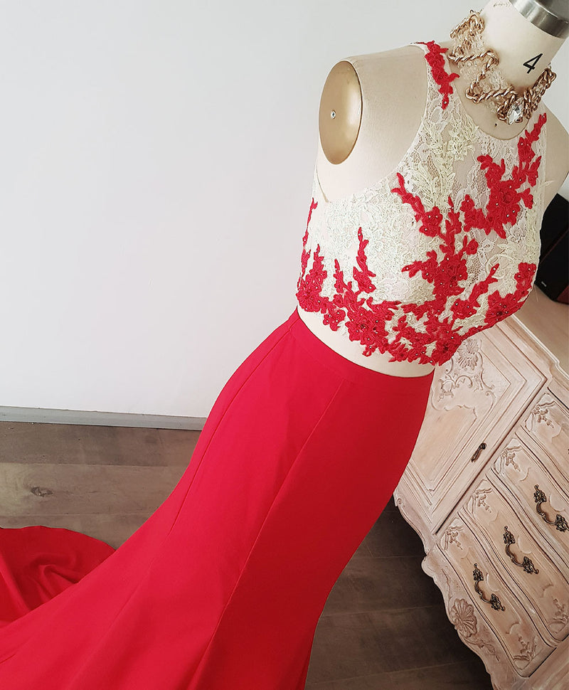 Red Mermaid Long Prom Dress, Red Formal Graduation Dress