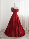 A-Line Satin Red Long Prom Dresses, Red Long Formal Dresses