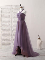 A-Line Tulle High Low Long Prom Dress Simple Bridesmaid Dress