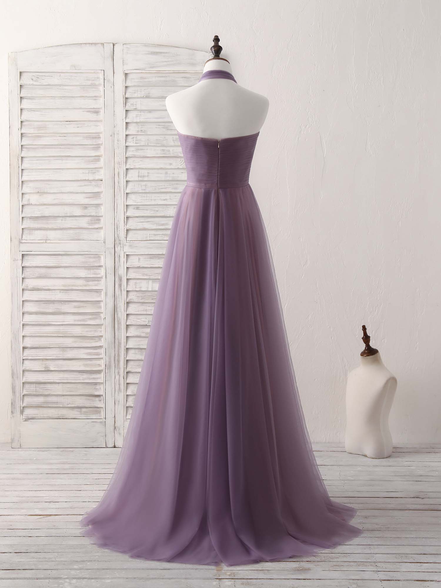 A-Line Tulle High Low Long Prom Dress Simple Bridesmaid Dress US 16 / Custom Color A-Line Tulle High Low Long Prom Dress Simple Bridesmaid Dress US 16 / Custom Color