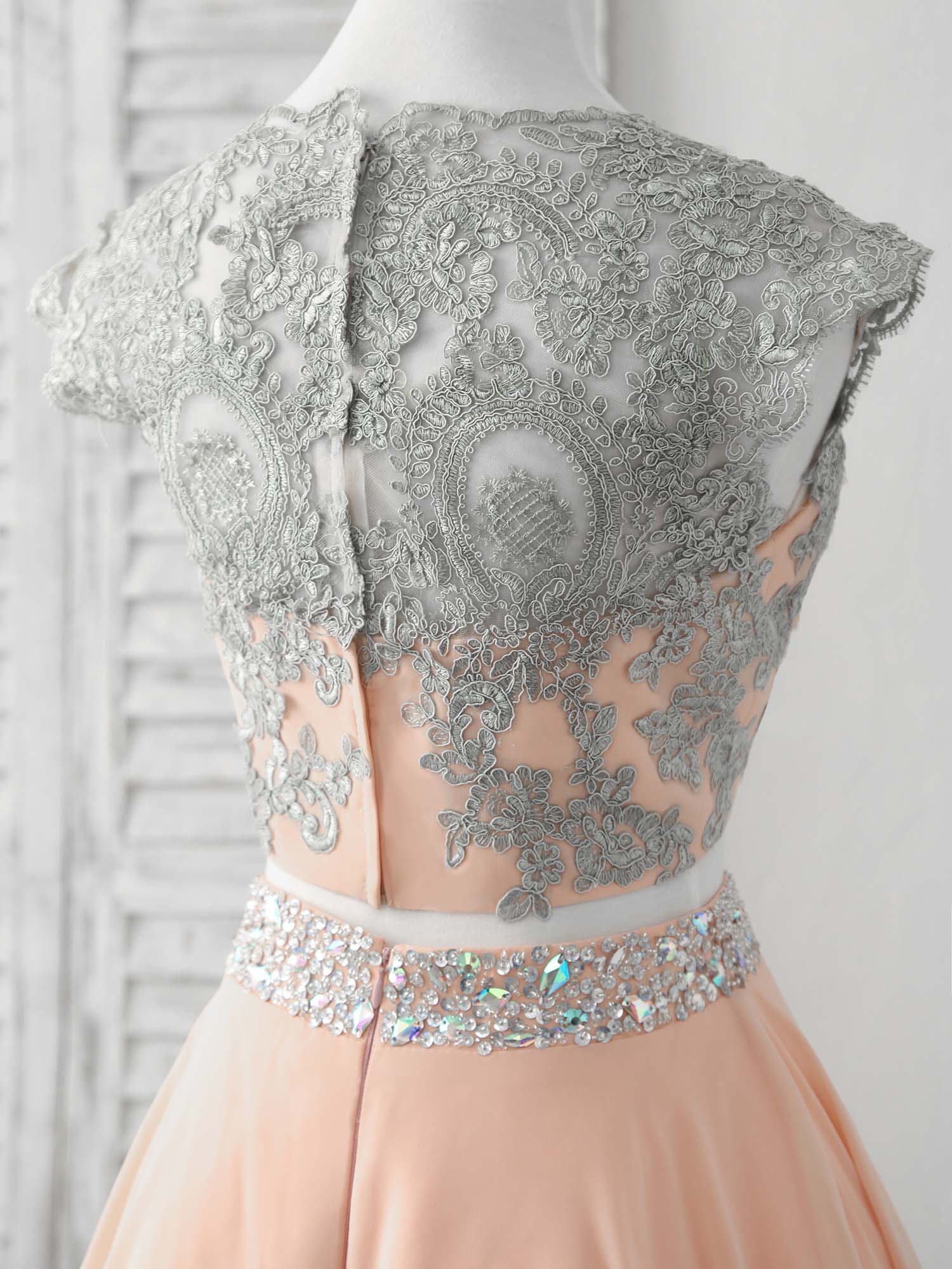 A-Line Two Pieces Lace Short Prom Dress, Homecoming Dress US 6 / Custom Color A-Line Two Pieces Lace Short Prom Dress, Homecoming Dress US 6 / Custom Color