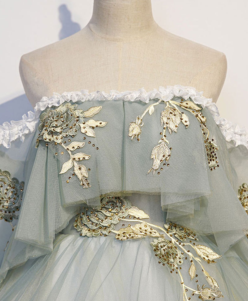 Green Tulle Lace Long Prom Dress, Green Tulle Sweetheart 16 Dress US 2 / Custom Color Green Tulle Lace Long Prom Dress, Green Tulle Sweetheart 16 Dress US 2 / Custom Color