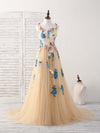 Tulle Lace Applique Long Prom Dress, Ivory Evening Dress