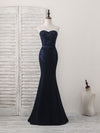 Dark Blue Sweetheart Mermaid Long Prom Dress, Dark Blue Evening Dress