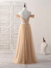 Champagne Tulle Long Bridesmaid Dress, Champagne Prom Dresses