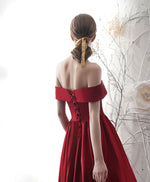Simple Burgundy Satin Short Prom Dress Burgundy Bridesmaid Dress
