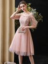 Pink Sweetheart Neck Tulle Lace Short Prom Dress, Pink Lace Homecoming Dress