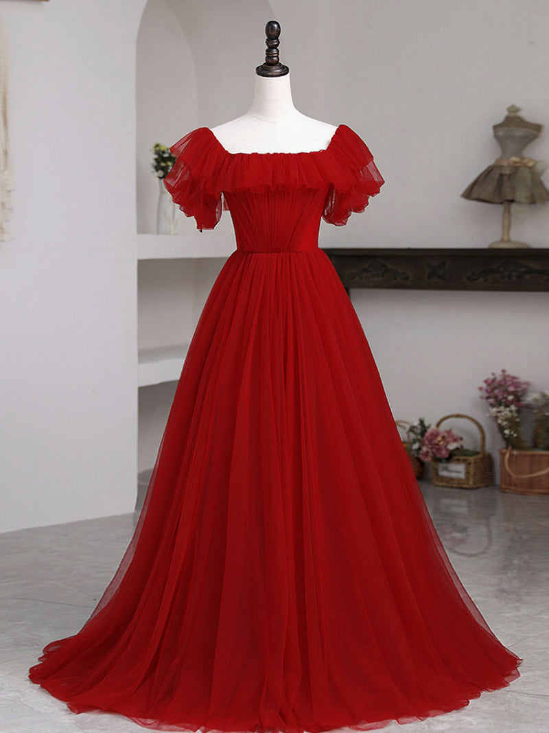Simple Burgundy A line Long Prom Dresses, Burgundy Bridesmaid Dresses shopluu Simple Burgundy A line Long Prom Dresses, Burgundy Bridesmaid Dresses shopluu