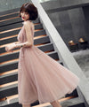 Simple Pink V Neck Tulle Short Prom Dress, Pink Homecoming Dress