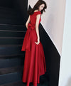 Red V Neck Long Prom Dress, Red Formal Party Dress
