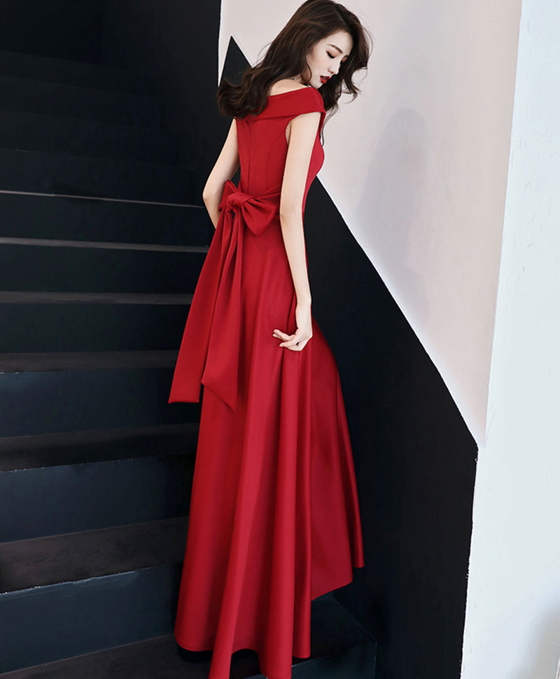 red v neck party dress Deep V-Neck Red Prom Party GownsFloral Lace Appliques Split Front Party Dress
