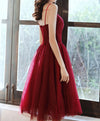 Simple Sweetheart Tulle Short Prom Dress Burgundy Homecoming Dress