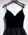 Black V Neck Tulle Short Prom Dress Black Tulle Homecoming Dress