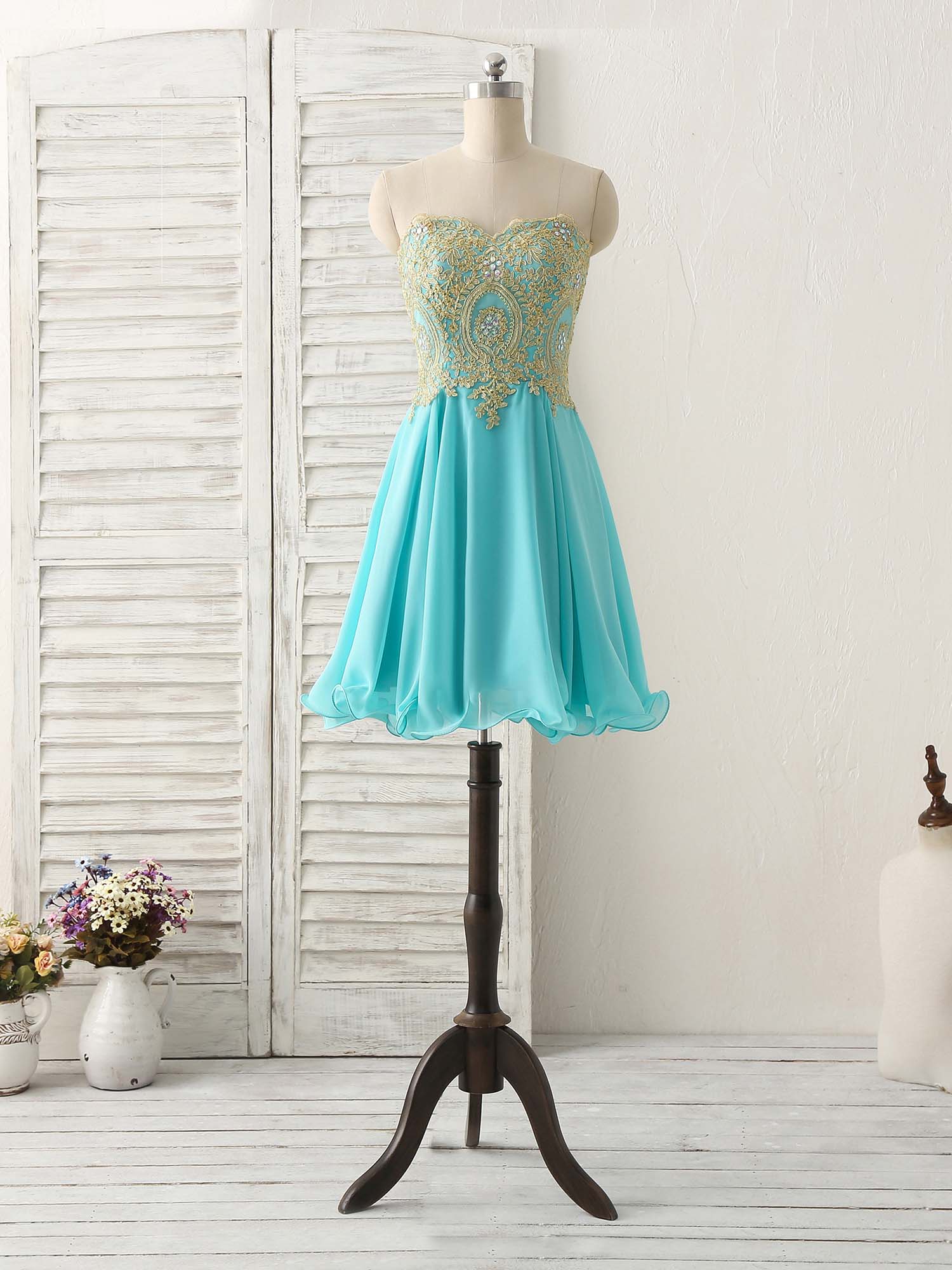 Cute Green Lace Applique Short Prom Dress Green Homecoming Dress US 6 / Green Cute Green Lace Applique Short Prom Dress Green Homecoming Dress US 6 / Green