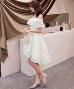 White Off Shoulder Lace Short Prom Dress Lace Homecoming Dress