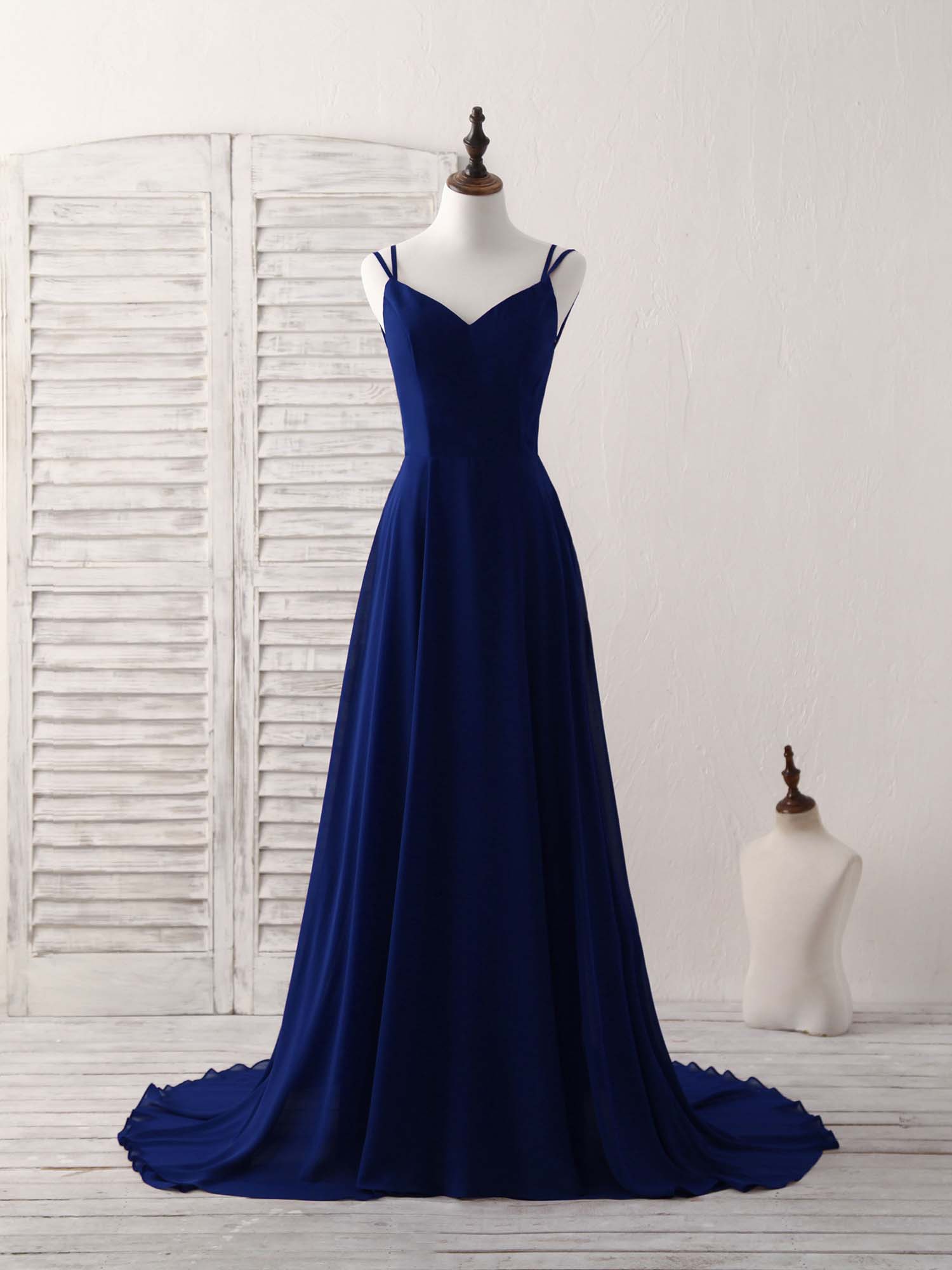 Simple Blue Chiffon Long Prom Dress Backless Blue Evening Dress Custom Size / Custom Color Simple Blue Chiffon Long Prom Dress Backless Blue Evening Dress Custom Size / Custom Color