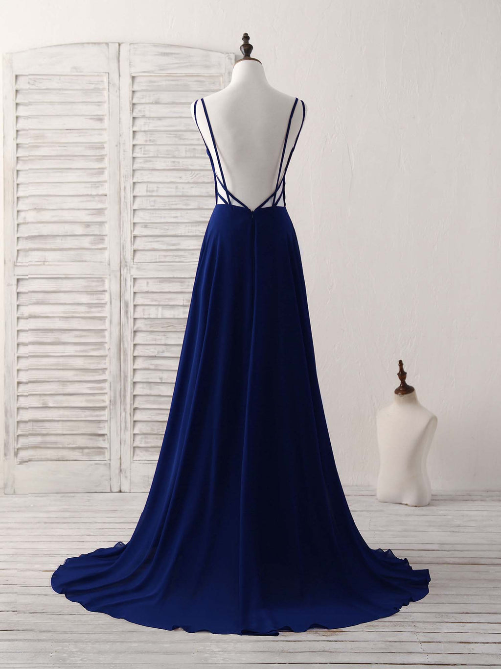 Simple Blue Chiffon Long Prom Dress Backless Blue Evening Dress shopluu Simple Blue Chiffon Long Prom Dress Backless Blue Evening Dress shopluu