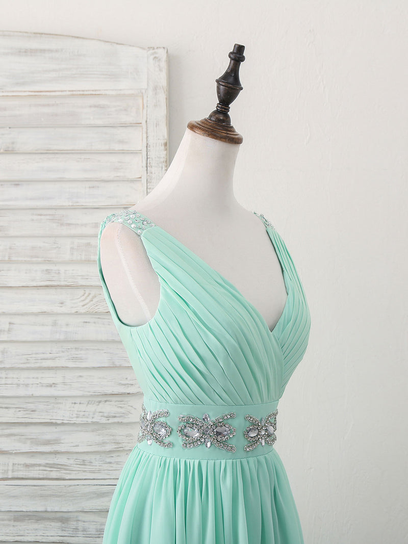 Green V Neck Chiffon Short Prom Dress, Green Homecoming Dress shopluu Green V Neck Chiffon Short Prom Dress, Green Homecoming Dress shopluu
