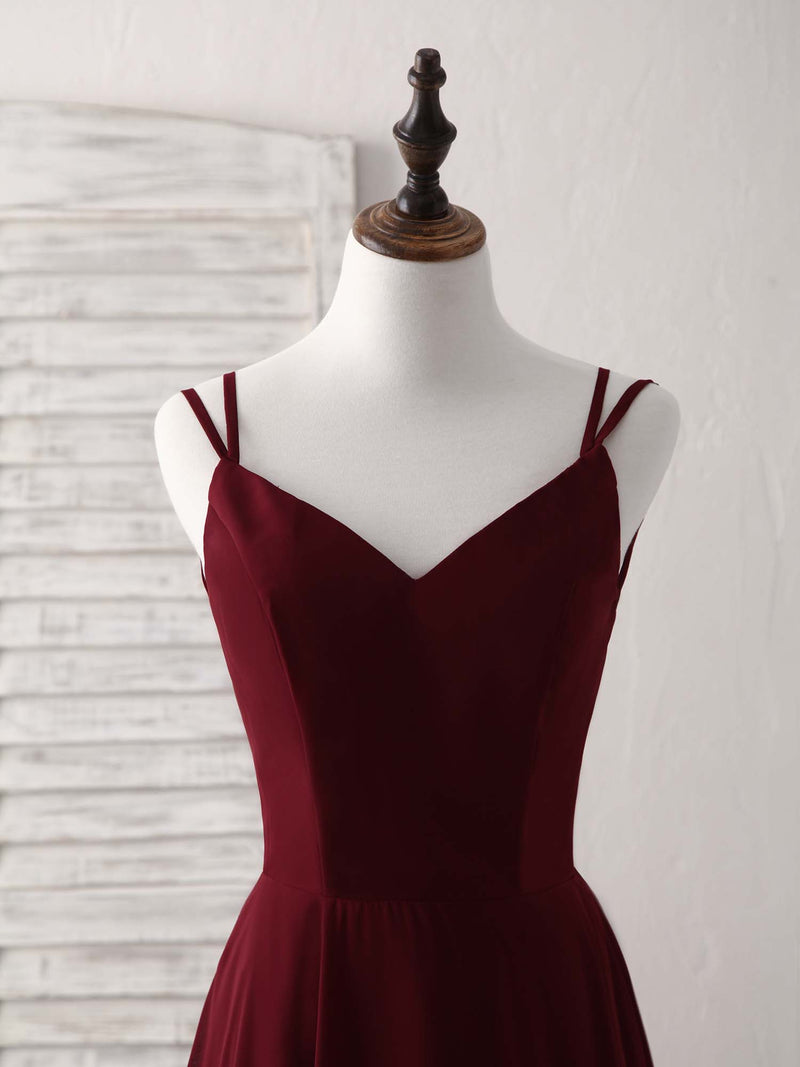 Simple Burgundy Chiffon Long Prom Dress Backless Evening Dress shopluu Simple Burgundy Chiffon Long Prom Dress Backless Evening Dress shopluu
