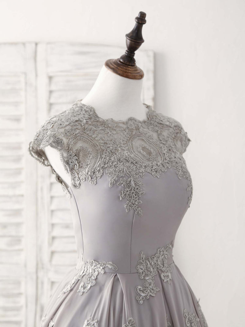 Round Neck Short Gray Lace Prom Dresses, Short Gray Lace Formal Homecoming Graduation Dresses, US 16 / Gray as Pics / No Rush Round Neck Short Gray Lace Prom Dresses, Short Gray Lace Formal Homecoming Graduation Dresses, US 16 / Gray as Pics / No Rush