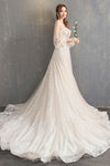 Unique Tulle Lace Long Wedding Dress, Tulle Lace Bridal Dress