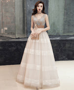 Unique V Neck Tulle Lace Long Prom Dress Tulle Lace Formal Dress