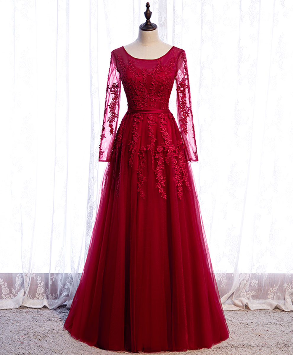 Burgundy Long Prom Dress, Burgundy Formal Bridesmaid Dress US 14 / Custom Color Burgundy Long Prom Dress, Burgundy Formal Bridesmaid Dress US 14 / Custom Color