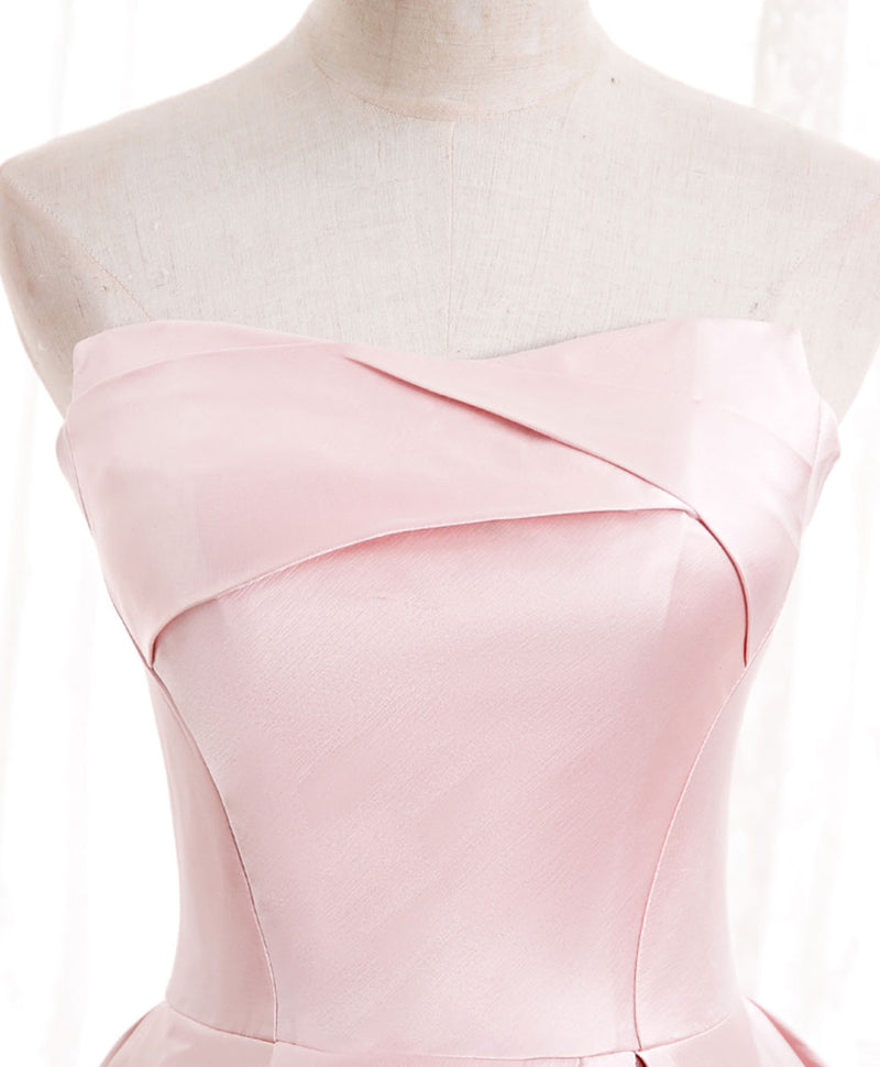 Simple Pink Satin Long Prom Dress, Pink Formal Bridesmaid Dress