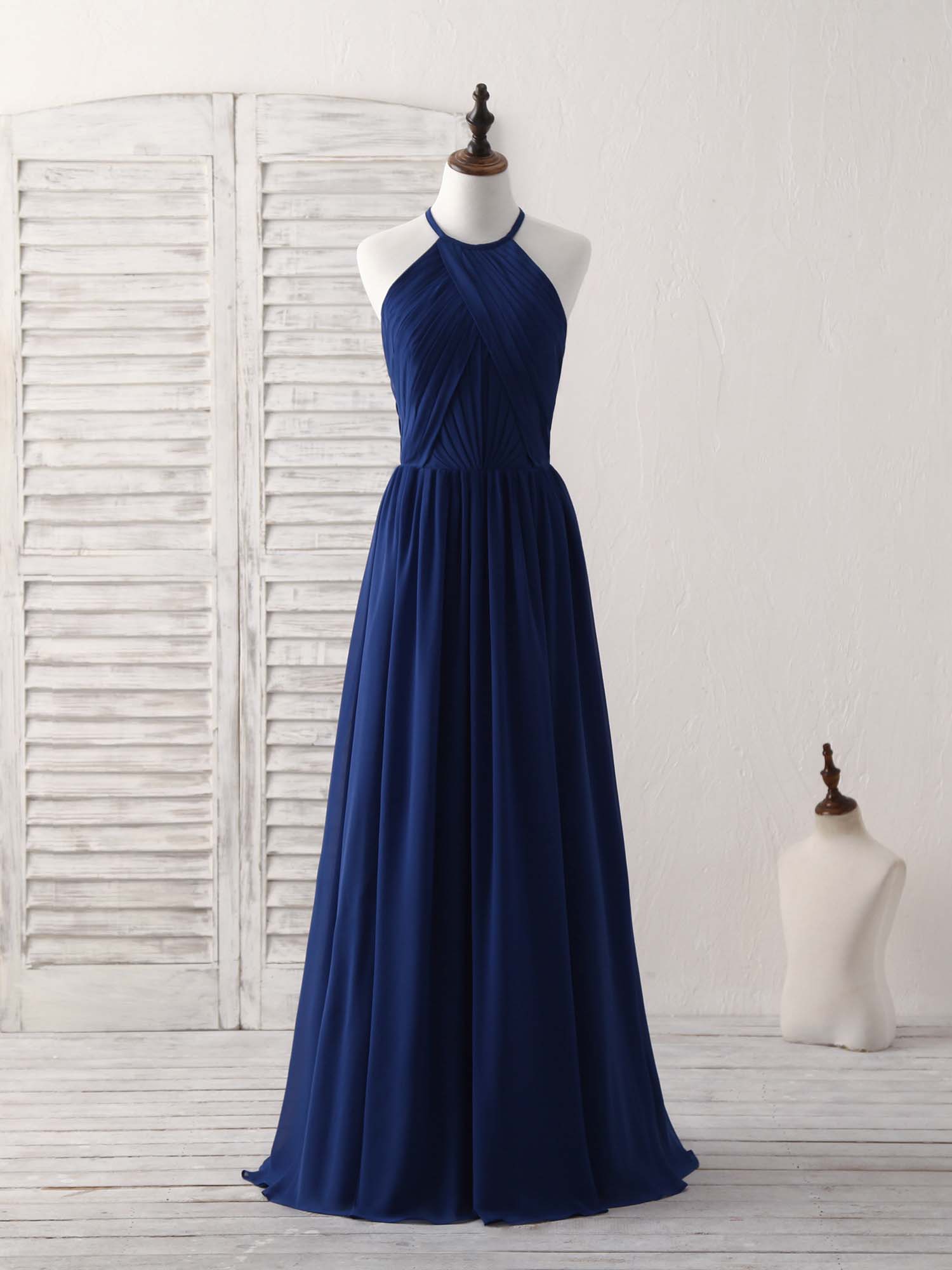 Simple Dark Blue Chiffon Long Prom Dress Blue Bridesmaid Dress shopluu Simple Dark Blue Chiffon Long Prom Dress Blue Bridesmaid Dress shopluu