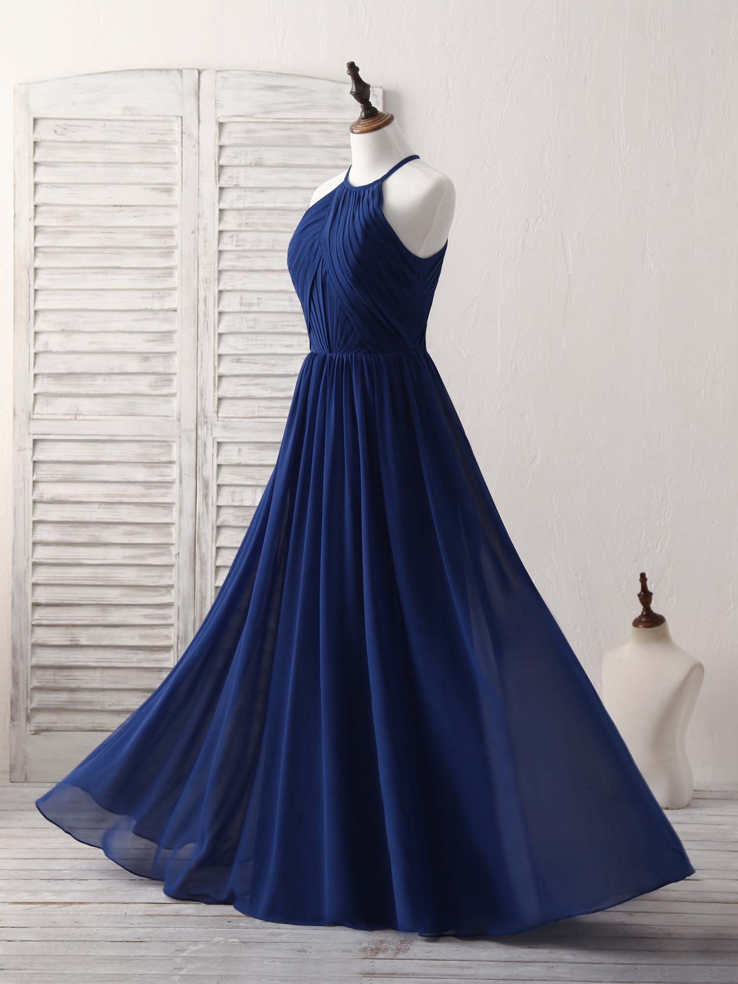 Simple Dark Blue Chiffon Long Prom Dress Blue Bridesmaid Dress US 10 / Dark Blue Simple Dark Blue Chiffon Long Prom Dress Blue Bridesmaid Dress US 10 / Dark Blue
