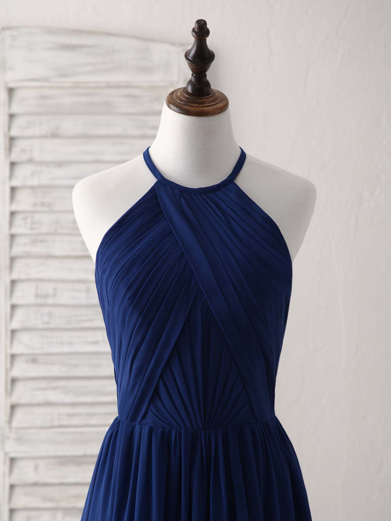 Simple Dark Blue Chiffon Long Prom Dress Blue Bridesmaid Dress shopluu Simple Dark Blue Chiffon Long Prom Dress Blue Bridesmaid Dress shopluu