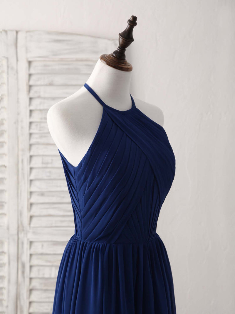 Simple Dark Blue Chiffon Long Prom Dress Blue Bridesmaid Dress shopluu Simple Dark Blue Chiffon Long Prom Dress Blue Bridesmaid Dress shopluu