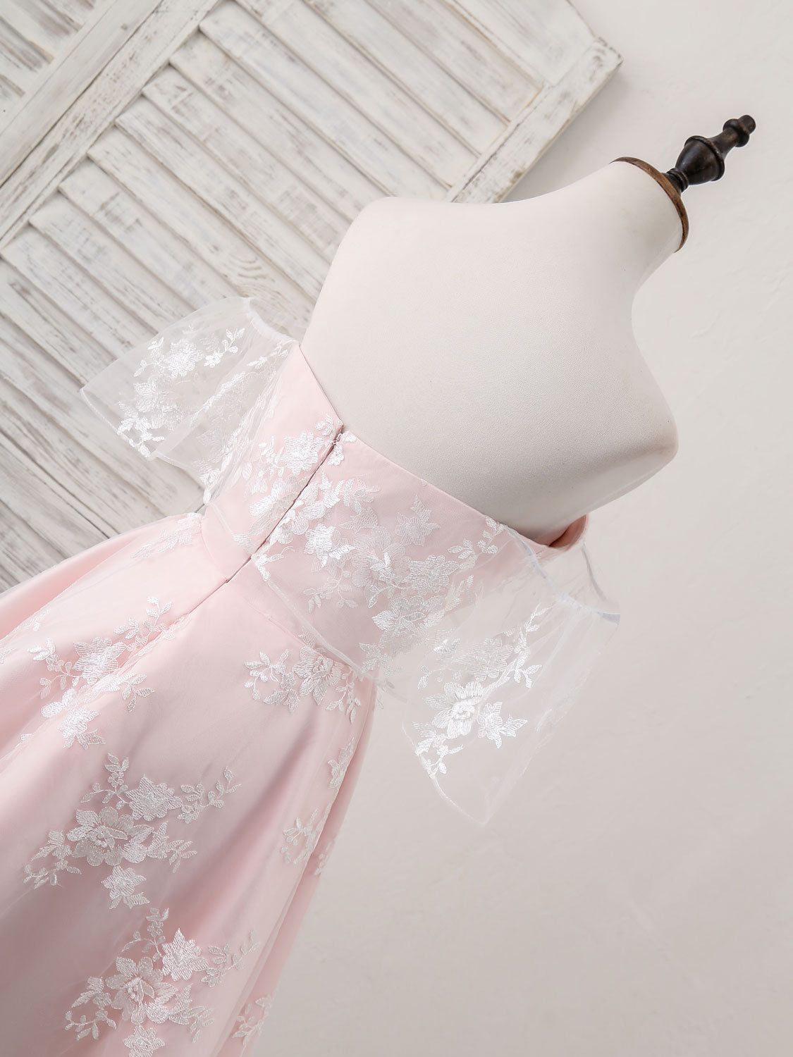 Pink Tulle Sweetheart Lace Short Prom Dress, Pink Homecoming Dress
