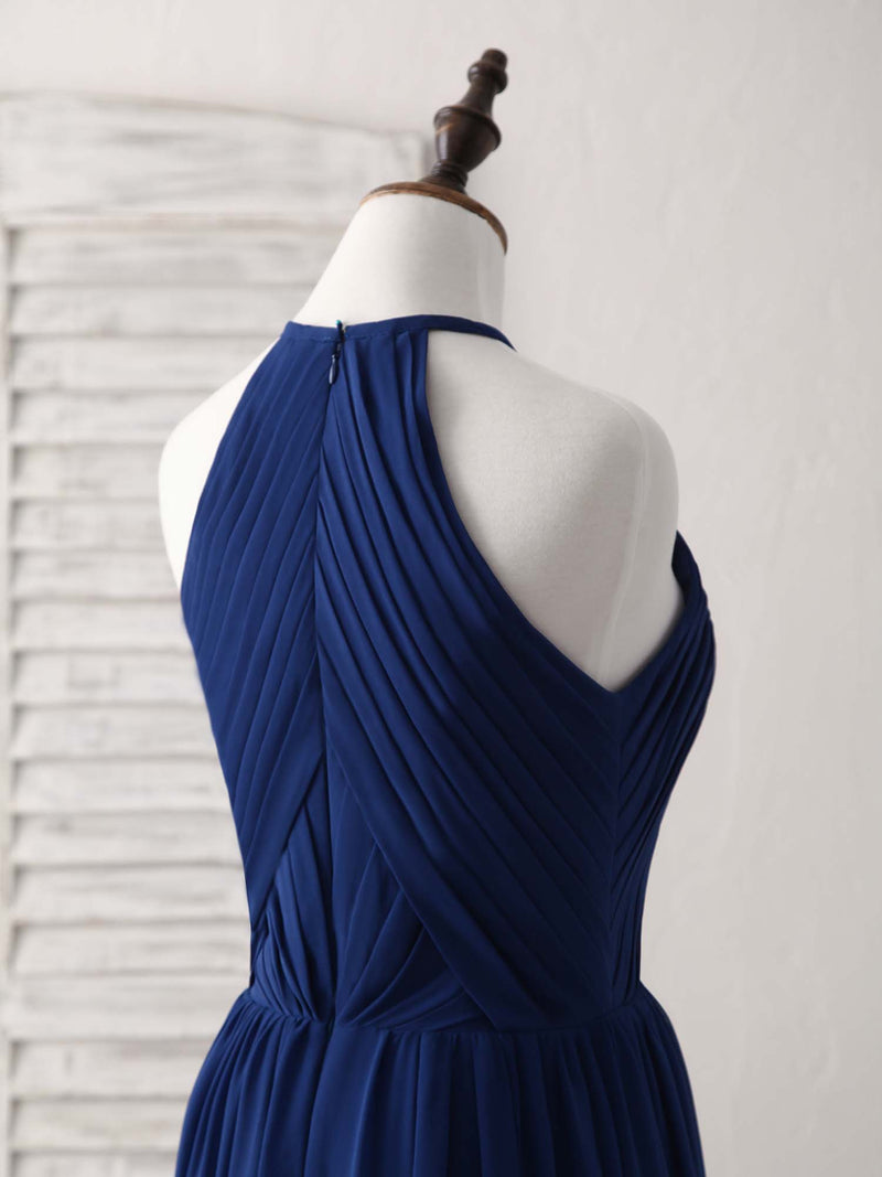 Simple Dark Blue Chiffon Long Prom Dress Blue Bridesmaid Dress US 6 / Custom Color Simple Dark Blue Chiffon Long Prom Dress Blue Bridesmaid Dress US 6 / Custom Color
