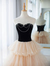 Champagne Sweetheart Neck Tulle Long Prom Dress