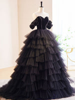 Black Tulle Long Prom Gown