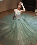 Green Tulle Lace Long Prom Dress Green Lace Tulle Formal Dress