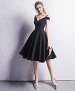 Simple Black Chiffon Short Prom Dress, Homecoming Dress