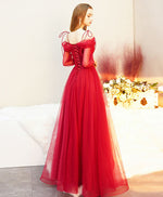 Red Tulle Long Prom Dress, Tulle Red Evening Dress