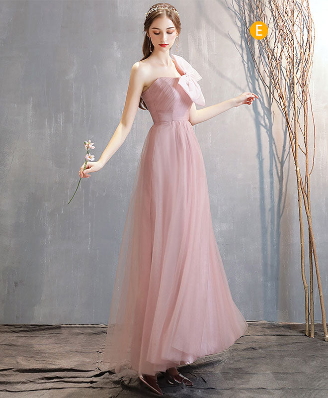 Simple Pink Tulle Long Prom Dress Pink Tulle Bridesmaid Dress US 2 / Pink / C Simple Pink Tulle Long Prom Dress Pink Tulle Bridesmaid Dress US 2 / Pink / C