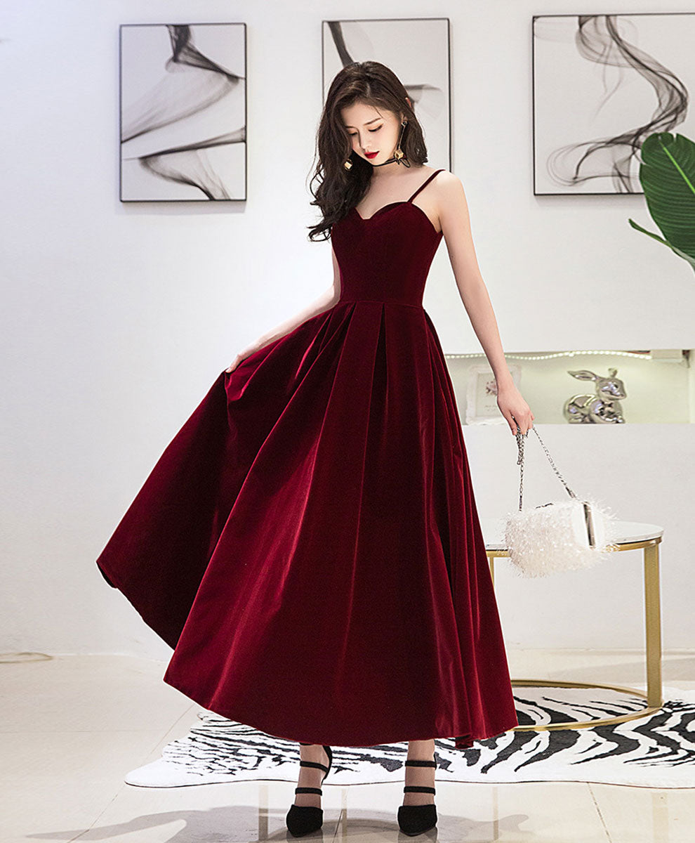 Burgundy Velvet A-Line Prom Dresses, Burgundy Evening Dresses US 14 / Burgundy Burgundy Velvet A-Line Prom Dresses, Burgundy Evening Dresses US 14 / Burgundy